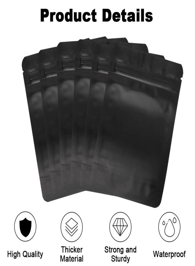 HMIEPRS HMIEPRS 120PCS Mylar Bags Matte Black, Smell Proof Bags Foil Packaging Pouch Stand Up with 120PCS Sticky Labels, Resealable Bags Coffee Bean for Food Self Sealing, Matte Black（Assorted Sizes） - Image 4